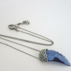 SWAROVSKI Necklace Blue Pendant Crystal Feather